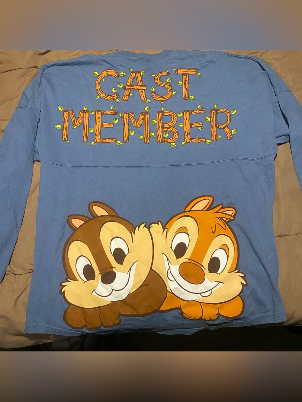 WDW Disney world cast member spirit jersey L chip n dale blue ls